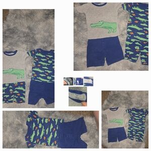 Kids Pajamas Set with Crocodile Print - Blue and Gray